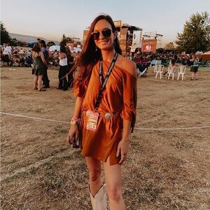 Rust fringe MINI dress/ tunic